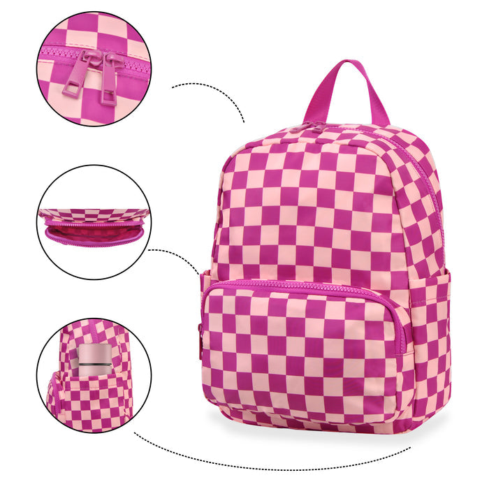 Hot Pink Small Checkered Backpack