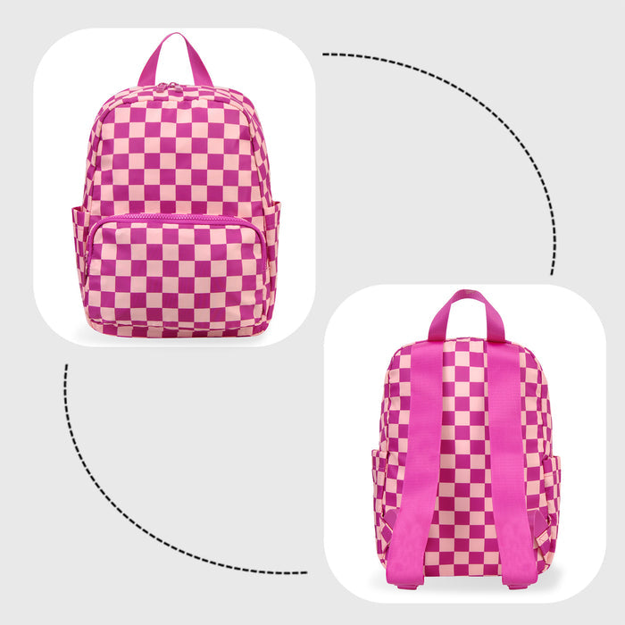 Hot Pink Small Checkered Backpack