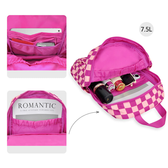 Hot Pink Small Checkered Backpack