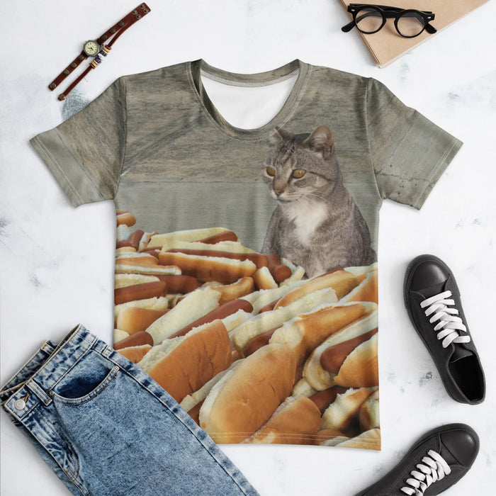 Set against a textured industrial background of weathered concrete grey, this surreal photorealistic scene features a stoic grey tabby cat with intense amber eyes. Contact us with accessibility feedback, we'd love to help!