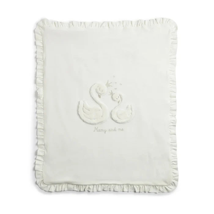 Infants White Printed Pram Blanket