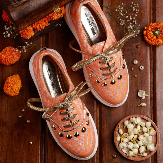 Juliet Sneakers in Royal Orange - The Quirky Naari