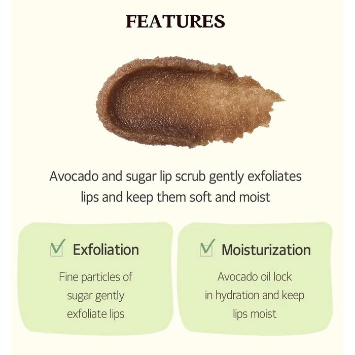 K-Care: Avocado & Sugar Lip Scrub*Skinfood*Exfoliate and Moisturize