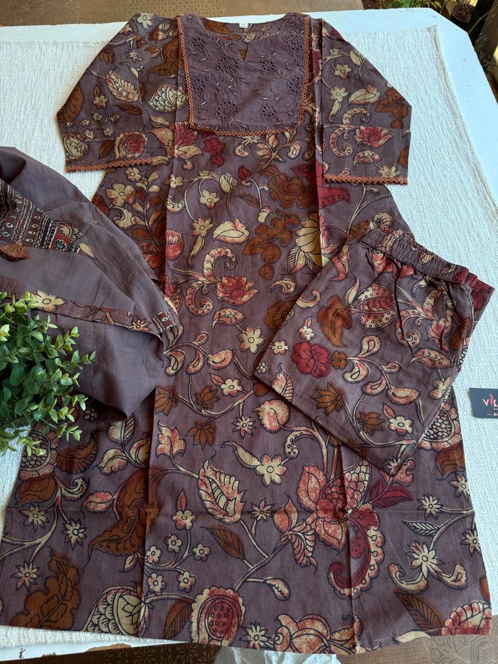 Kalamkari printed cotton Ready suit set