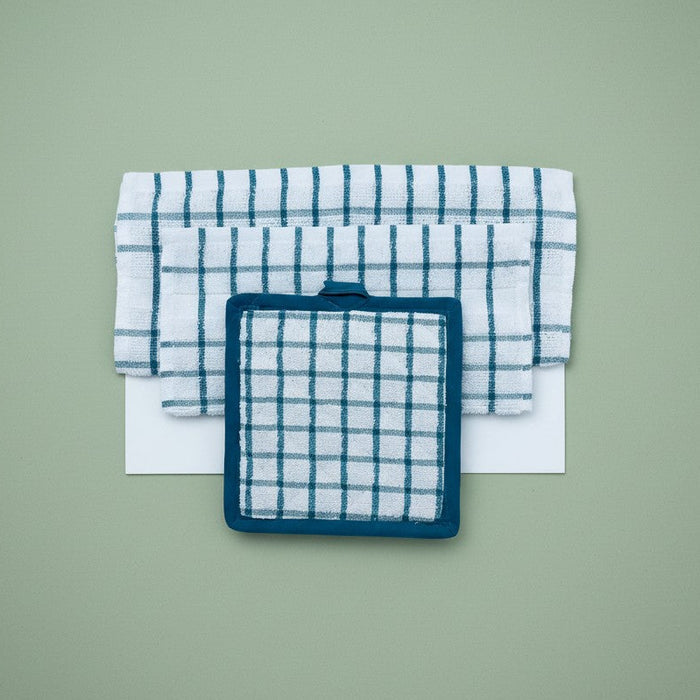Pot Holder / White/Green Checked / Pot Holder 7.50"X7.50" 12 PK