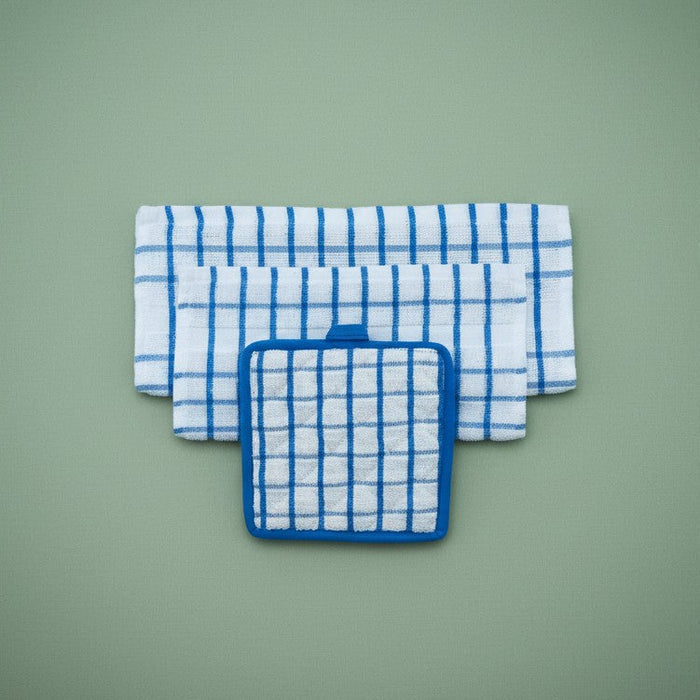 Pot Holder / White/Blue Checked / Pot Holder 7.50"X7.50" 12 PK