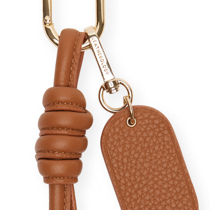 Knotted Keychain Saddle Brown