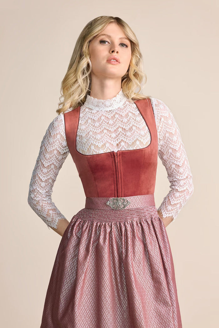 Kruger Alisha Midi Dirndl, Red — 60cm 2pc Set