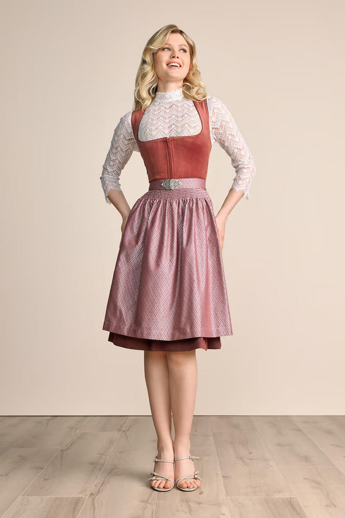 Kruger Alisha Midi Dirndl, Red — 60cm 2pc Set