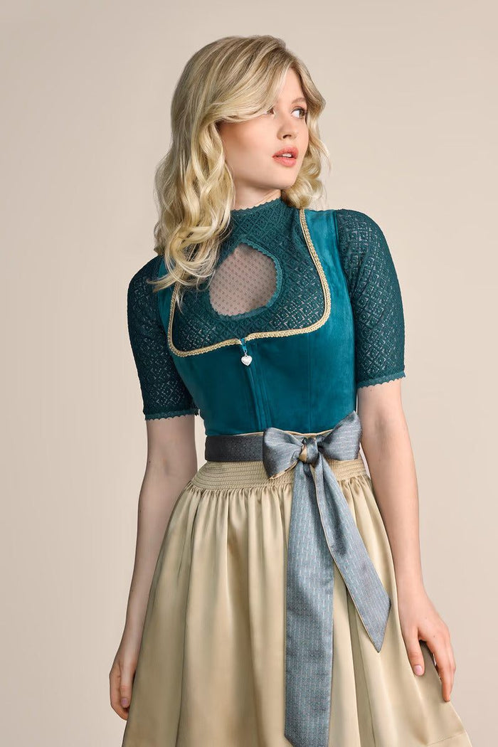 Kruger Dena Midi Dirndl, Turquoise — 60cm 2pc Set
