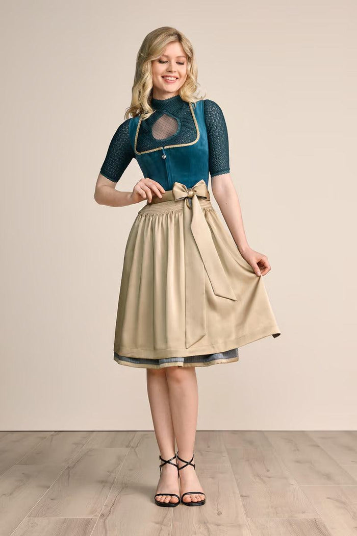 Kruger Dena Midi Dirndl, Turquoise — 60cm 2pc Set