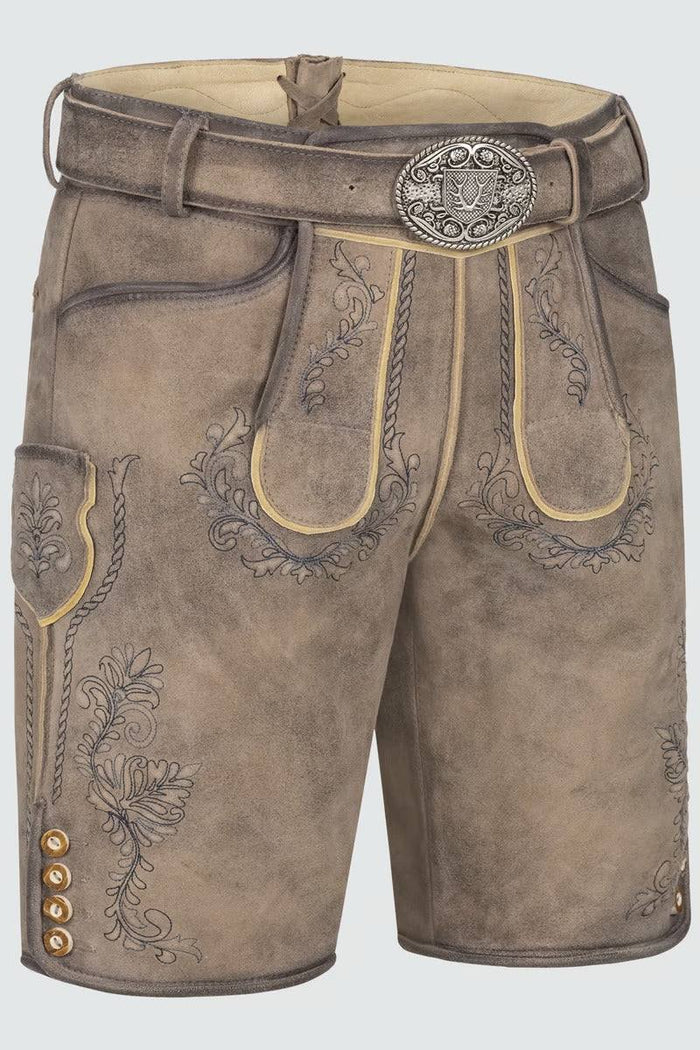 Kruger Men's Lederhosen "Brandon" with belt - Light Brown
