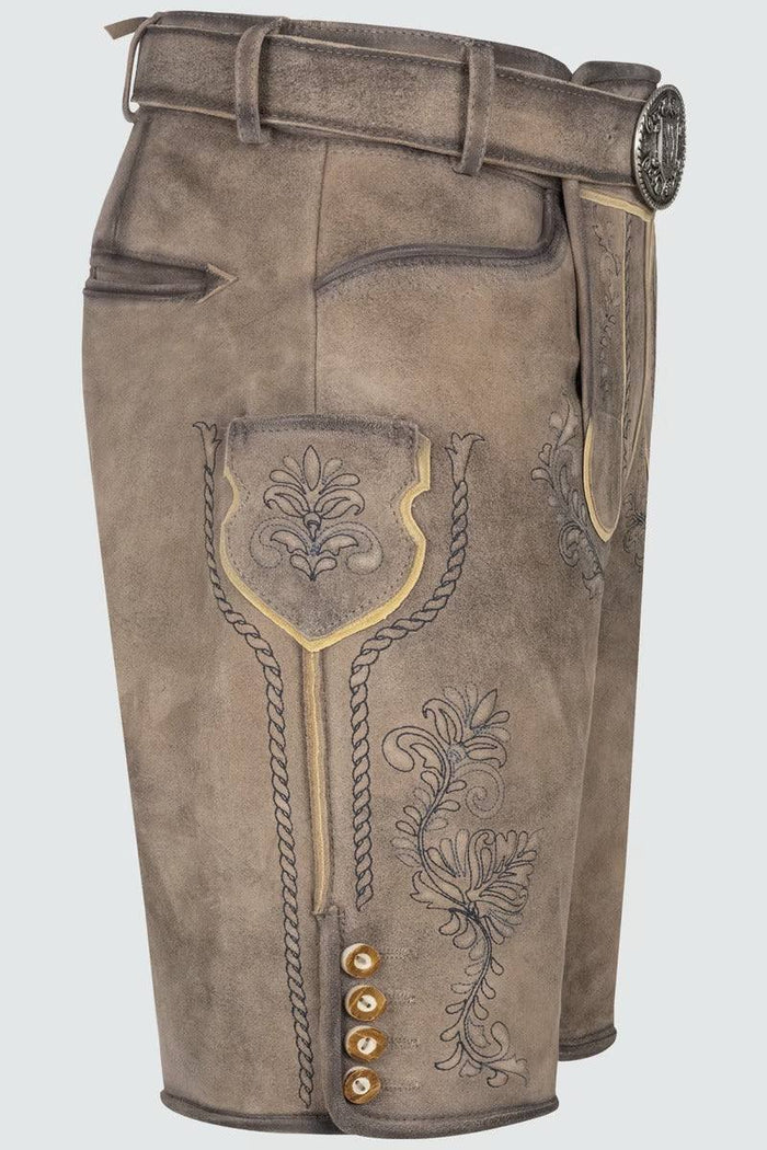 Kruger Men's Lederhosen "Brandon" with belt - Light Brown