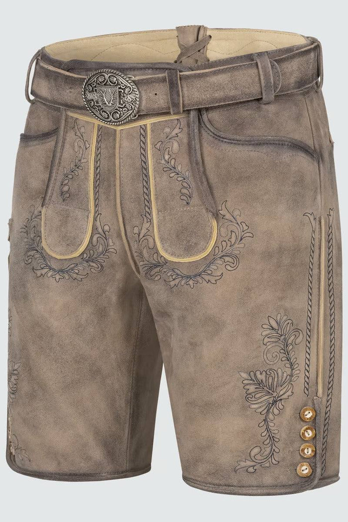 Kruger Men's Lederhosen "Brandon" with belt - Light Brown