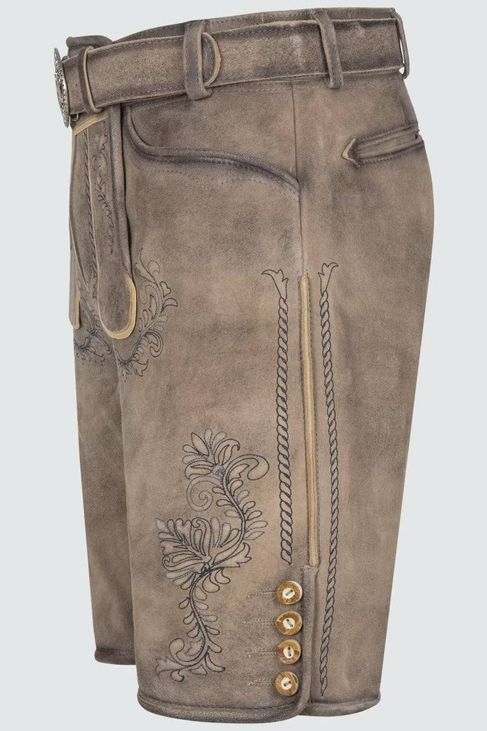 Kruger Men's Lederhosen "Brandon" with belt - Light Brown