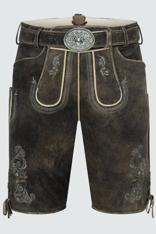 Kruger Men's Lederhosen "Gideon" with belt (dark brown) size 46,52