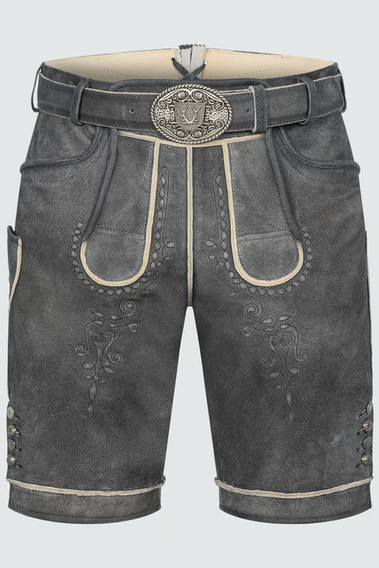 Kruger Men's Lederhosen "Kuno" with belt (anthracite)