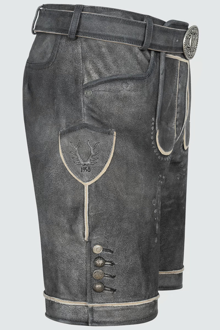 Kruger Men's Lederhosen "Kuno" with belt (anthracite)
