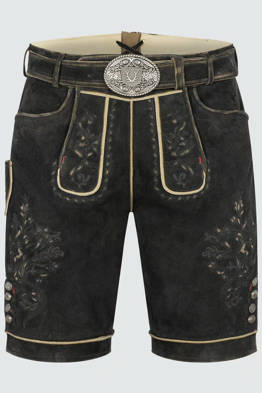Kruger Men's Lederhosen "Kuno" with belt dark brown (48,50,56)