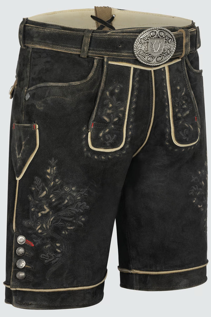 Kruger Men's Lederhosen "Kuno" with belt dark brown (48,50,56)