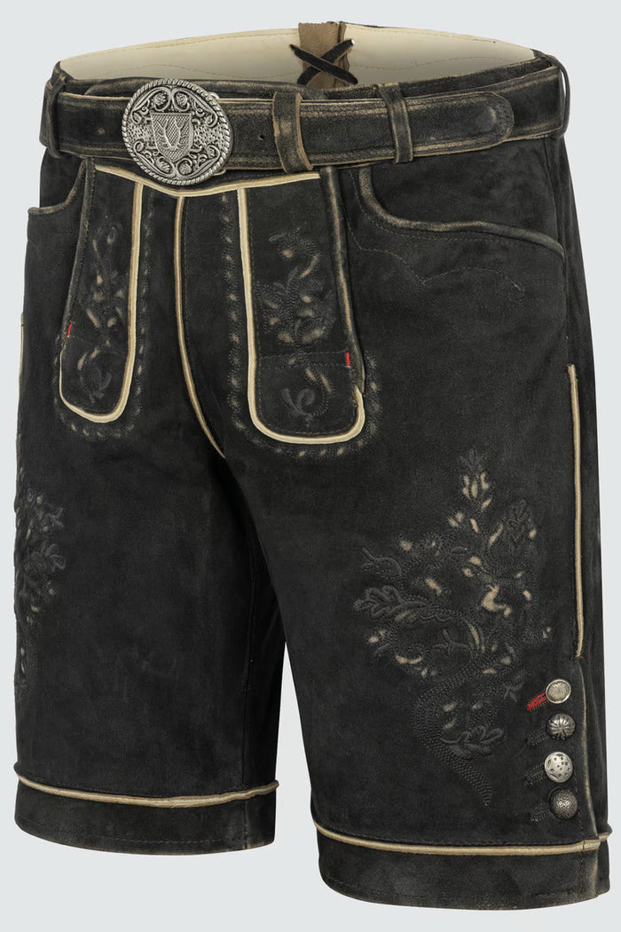 Kruger Men's Lederhosen "Kuno" with belt dark brown (48,50,56)