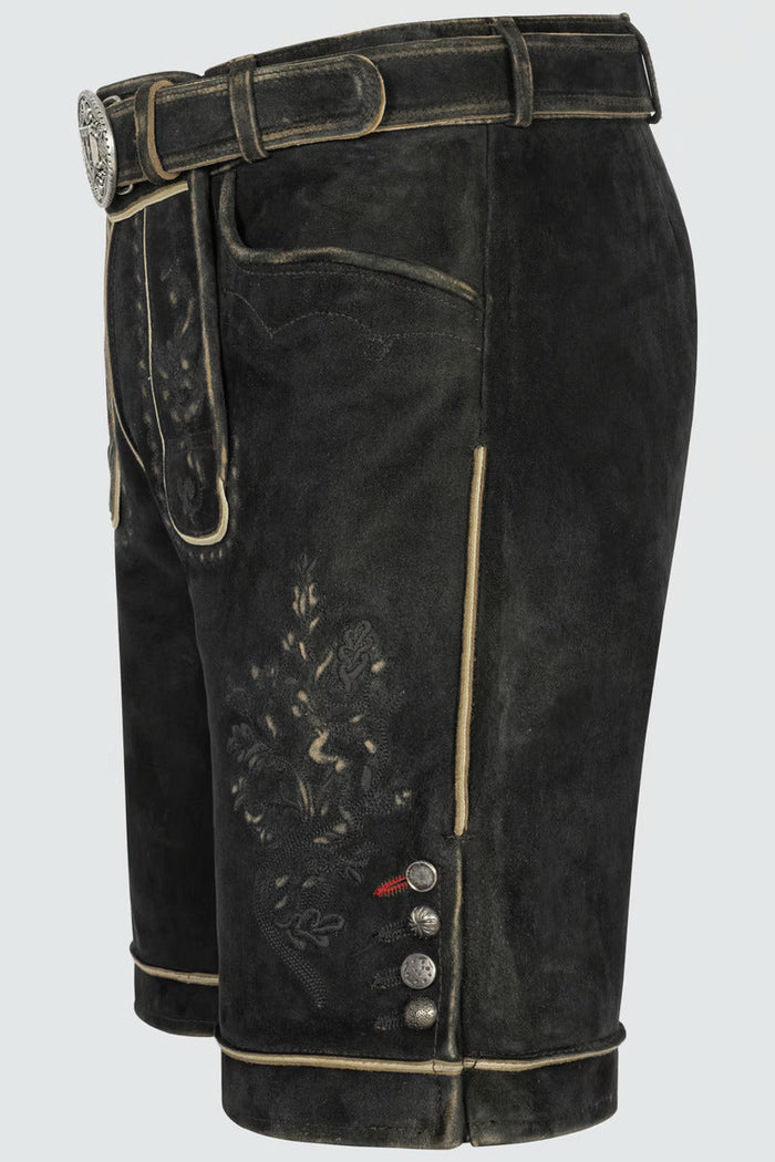 Kruger Men's Lederhosen "Kuno" with belt dark brown (48,50,56)