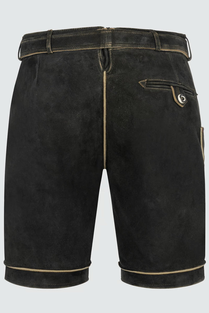 Kruger Men's Lederhosen "Kuno" with belt dark brown (48,50,56)