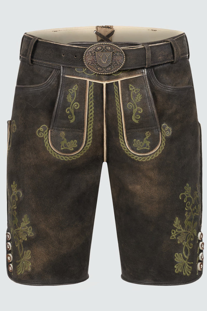 Kruger Men's Lederhosen "Milian" with belt - Brown