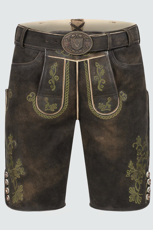 Kruger Men's Lederhosen "Milian" with belt - Brown