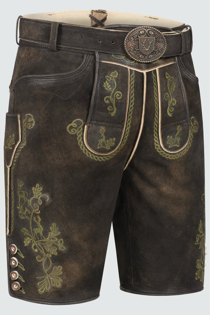 Kruger Men's Lederhosen "Milian" with belt - Brown