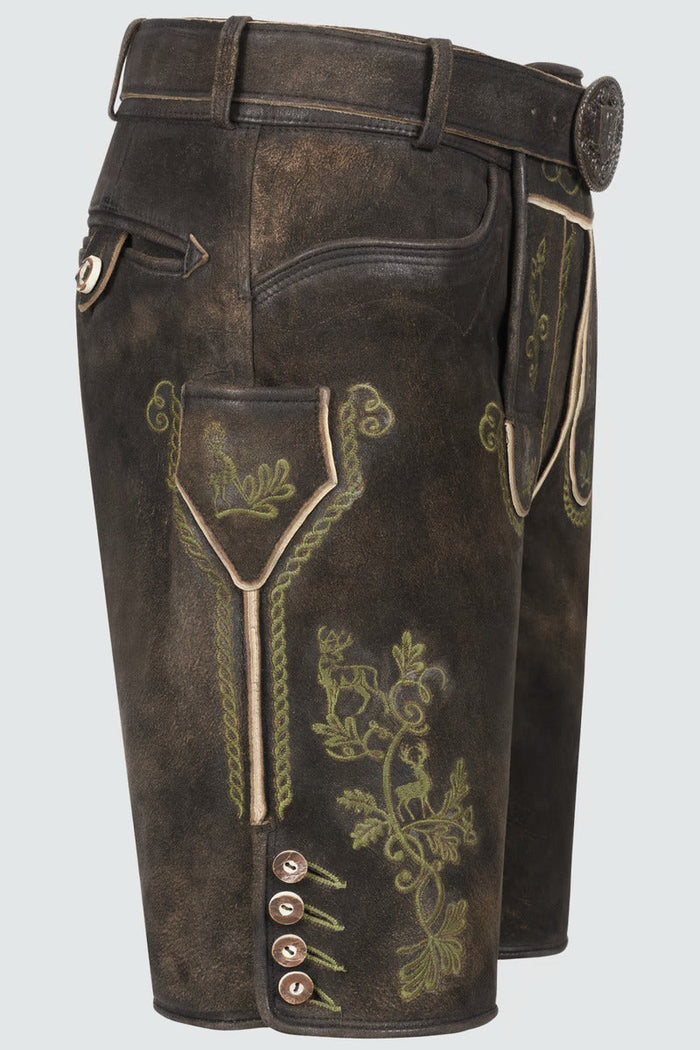Kruger Men's Lederhosen "Milian" with belt - Brown