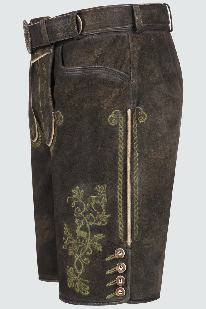 Kruger Men's Lederhosen "Milian" with belt - Brown