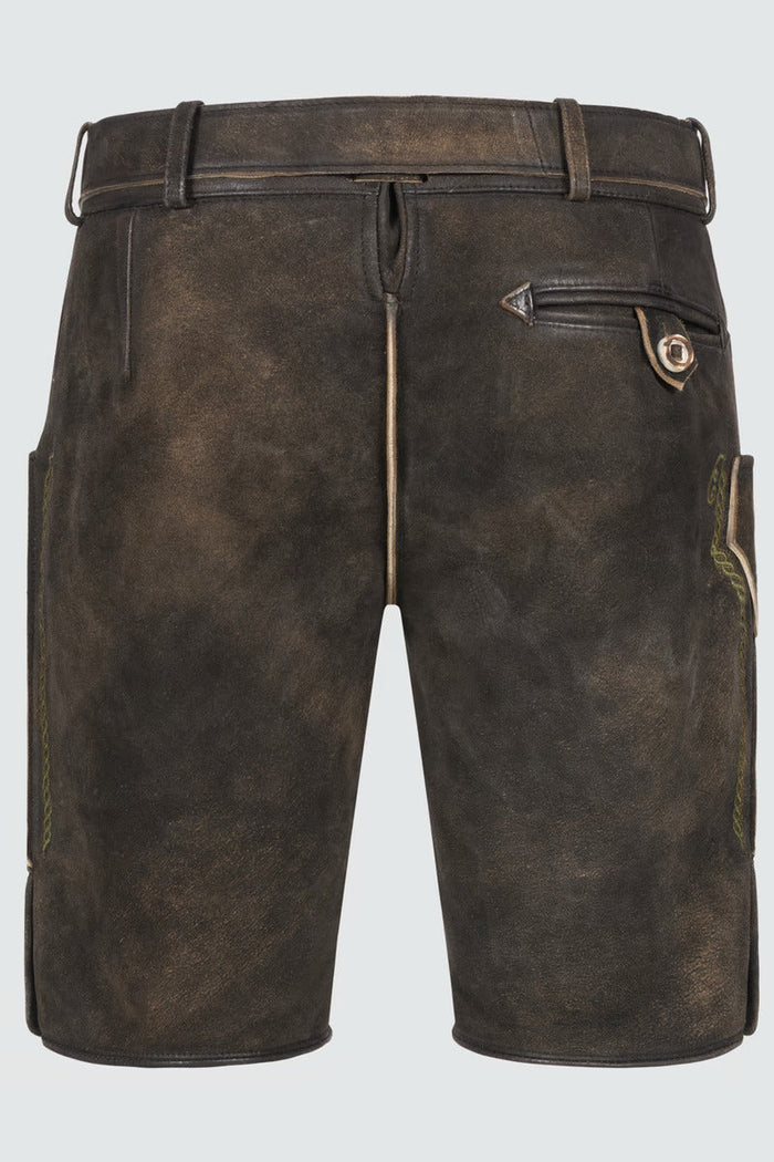 Kruger Men's Lederhosen "Milian" with belt - Brown