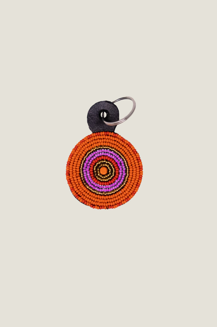 Large Beaded Circle Keyring | Orange/Pink/Red