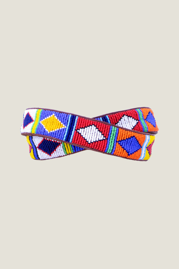 Large Multi Diamond Belt | Multicoloured/Tan