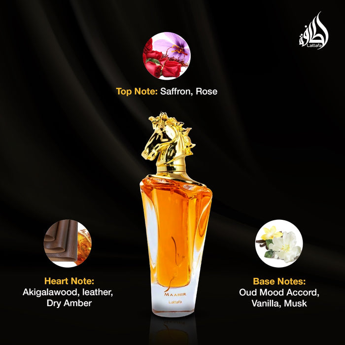 Lattafa Maahir Gold EDP 100ml | Unisex Amber Floral Perfume
