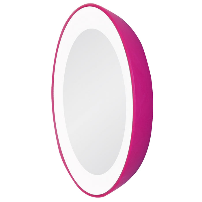 Zadro LED10X 705004419604 product photo side view, lighted compact mirror with magnification & suction cups in front of a white background