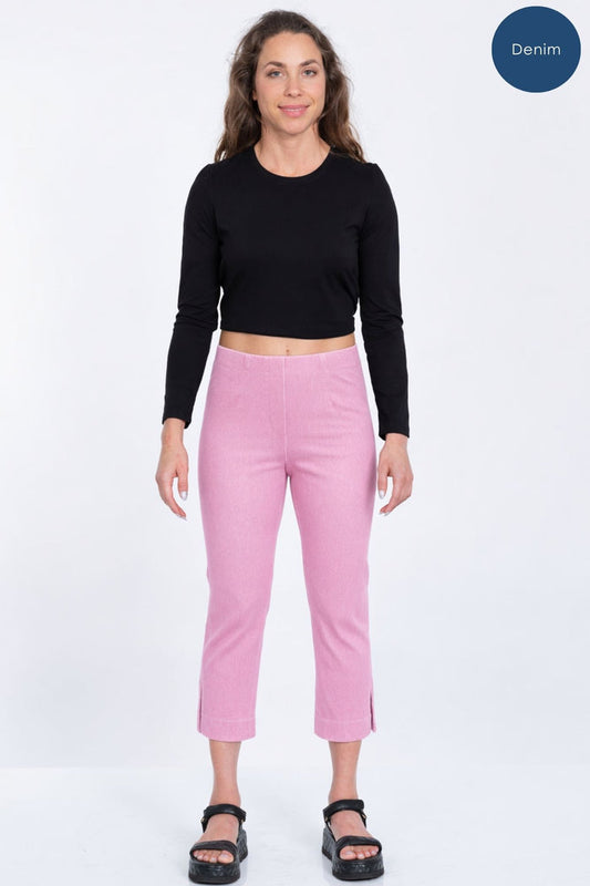 LIOR Women's Pull On Cropped Capri 23" Inseam Stretchy Cotton Denim - Sidney