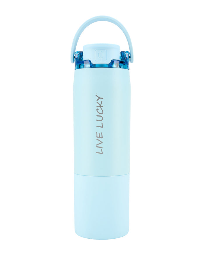 "Live Lucky" Blue Wellness Water Bottle - Glacier