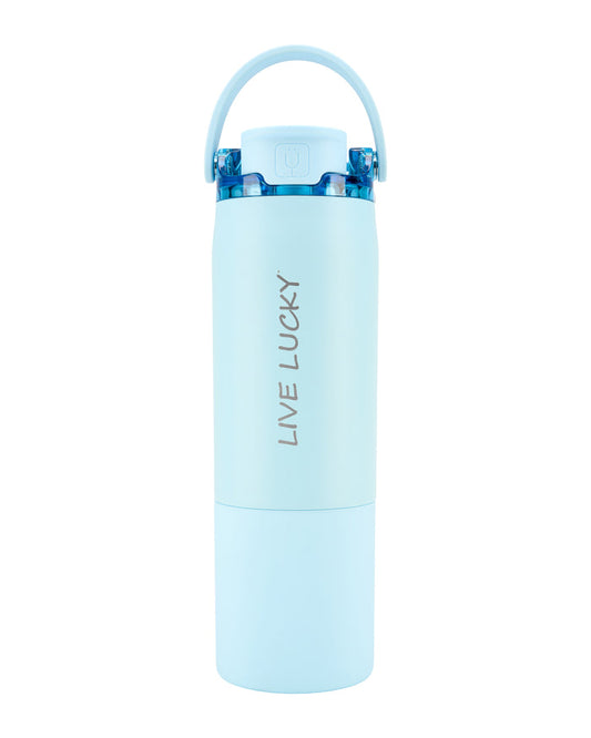 "Live Lucky" Blue Wellness Water Bottle - Glacier