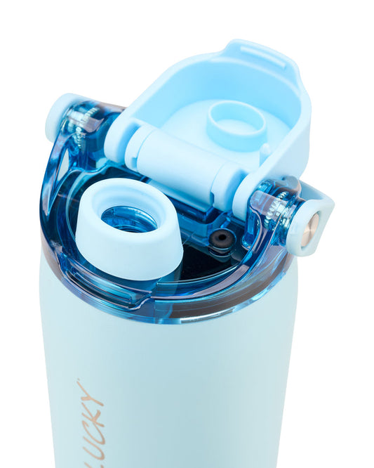 "Live Lucky" Blue Wellness Water Bottle - Glacier