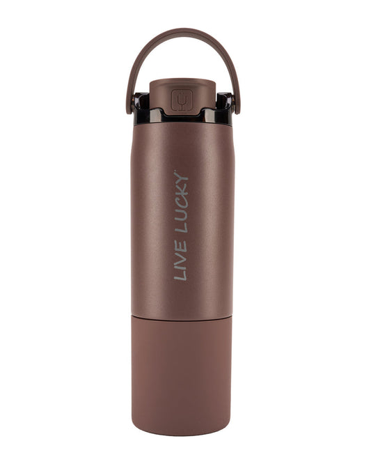 "Live Lucky" Brown Wellness Water Bottle - Java