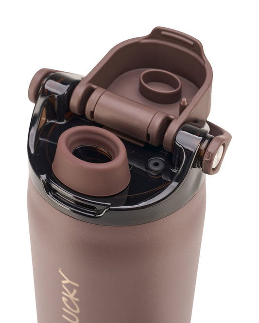 "Live Lucky" Brown Wellness Water Bottle - Java