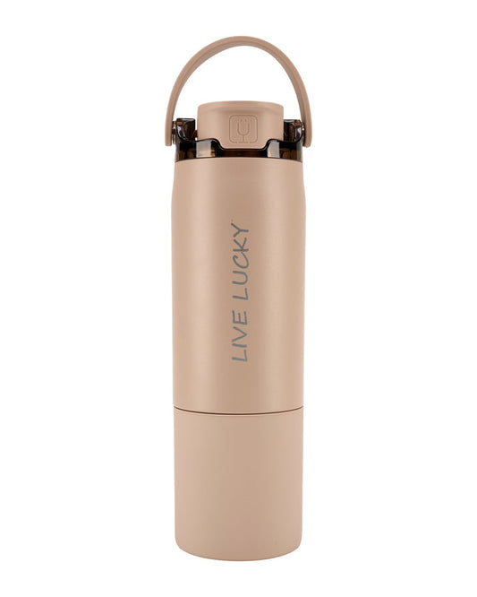 "Live Lucky" Brown Wellness Water Bottle - Mocha
