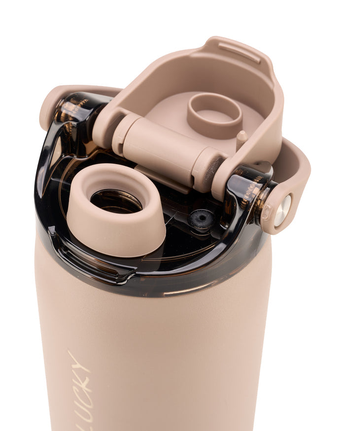 "Live Lucky" Brown Wellness Water Bottle - Mocha
