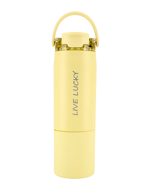 "Live Lucky" Yellow Wellness Water Bottle - Prickly Pear
