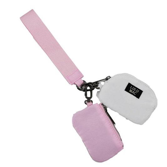 LM- Pink/White Lulu Mac Double Pouch Wristlets