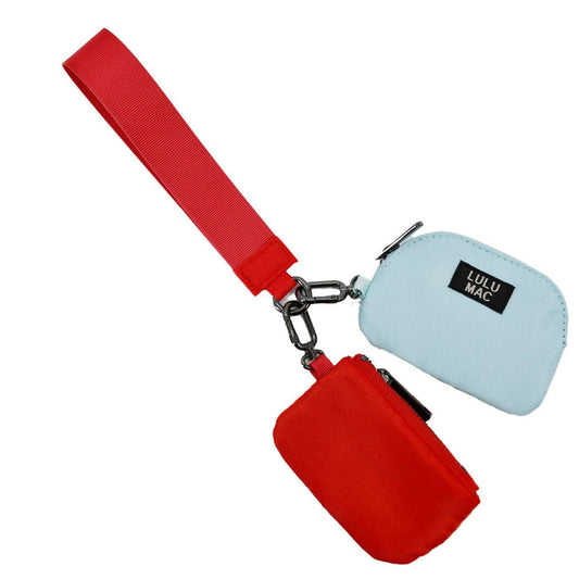 LM- Red/Light Blue Lulu Mac Double Pouch Wristlets