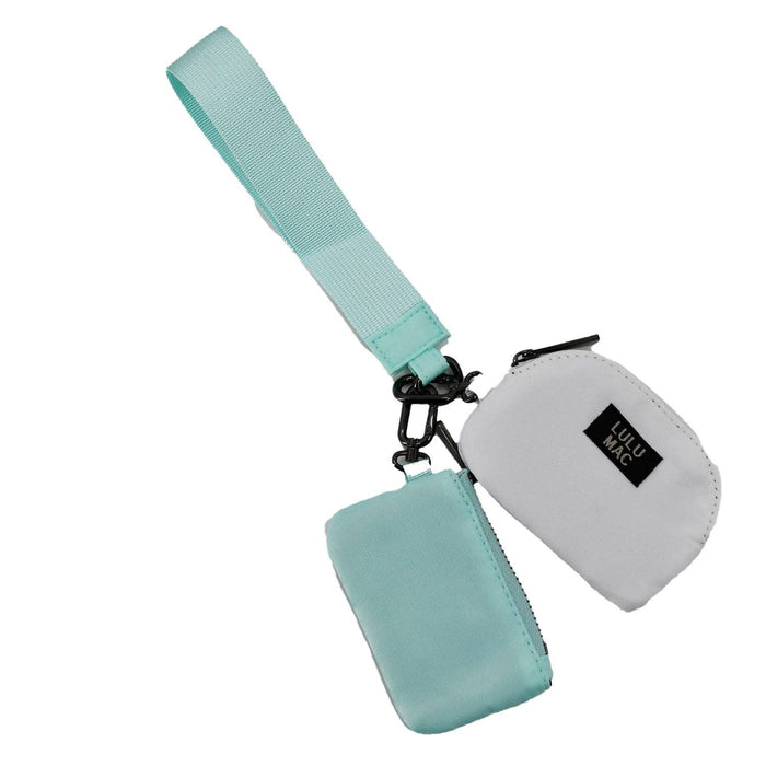 LM-Mint/White Lulu Mac Double Pouch Wristlets