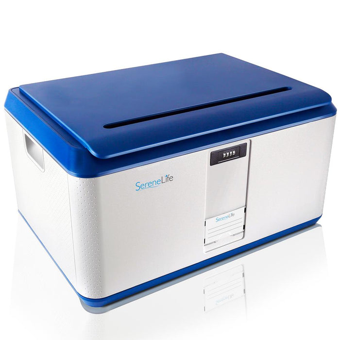 Lockable Storage Box 21 Gal Capacity, Combo Lock, Reinforced ABS, Blue